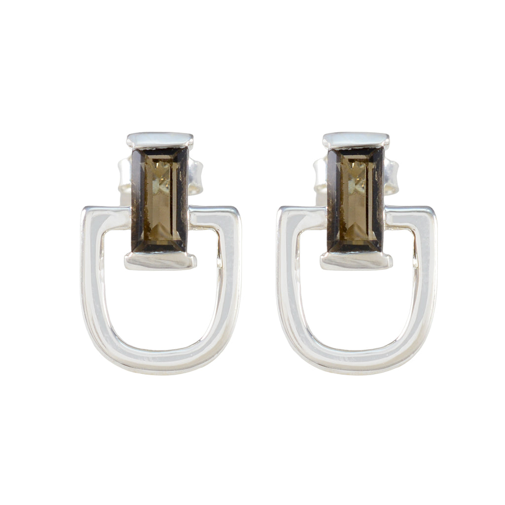 Smoky-Quartz-Australian-Gabriela-Solitaire-Stud-Brown-92.5-Silver-Earring