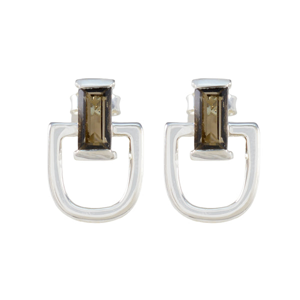 Smoky-Quartz-Australian-Gabriela-Solitaire-Stud-Brown-92.5-Silver-Earring
