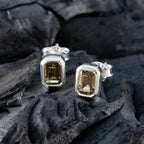 Smoky-Quartz-Spanish-Nayara-Solitaire-Stud-Brown-Sterling-Silver-Earring