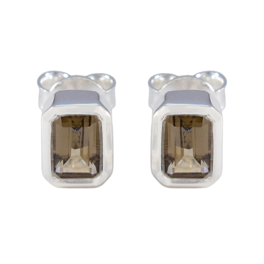 Smoky-Quartz-Spanish-Nayara-Solitaire-Stud-Brown-Sterling-Silver-Earring
