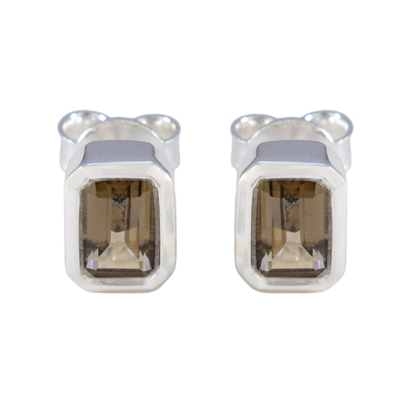 Smoky-Quartz-Spanish-Nayara-Solitaire-Stud-Brown-Sterling-Silver-Earring