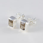 Smoky-Quartz-Spanish-Nayara-Solitaire-Stud-Brown-Sterling-Silver-Earring