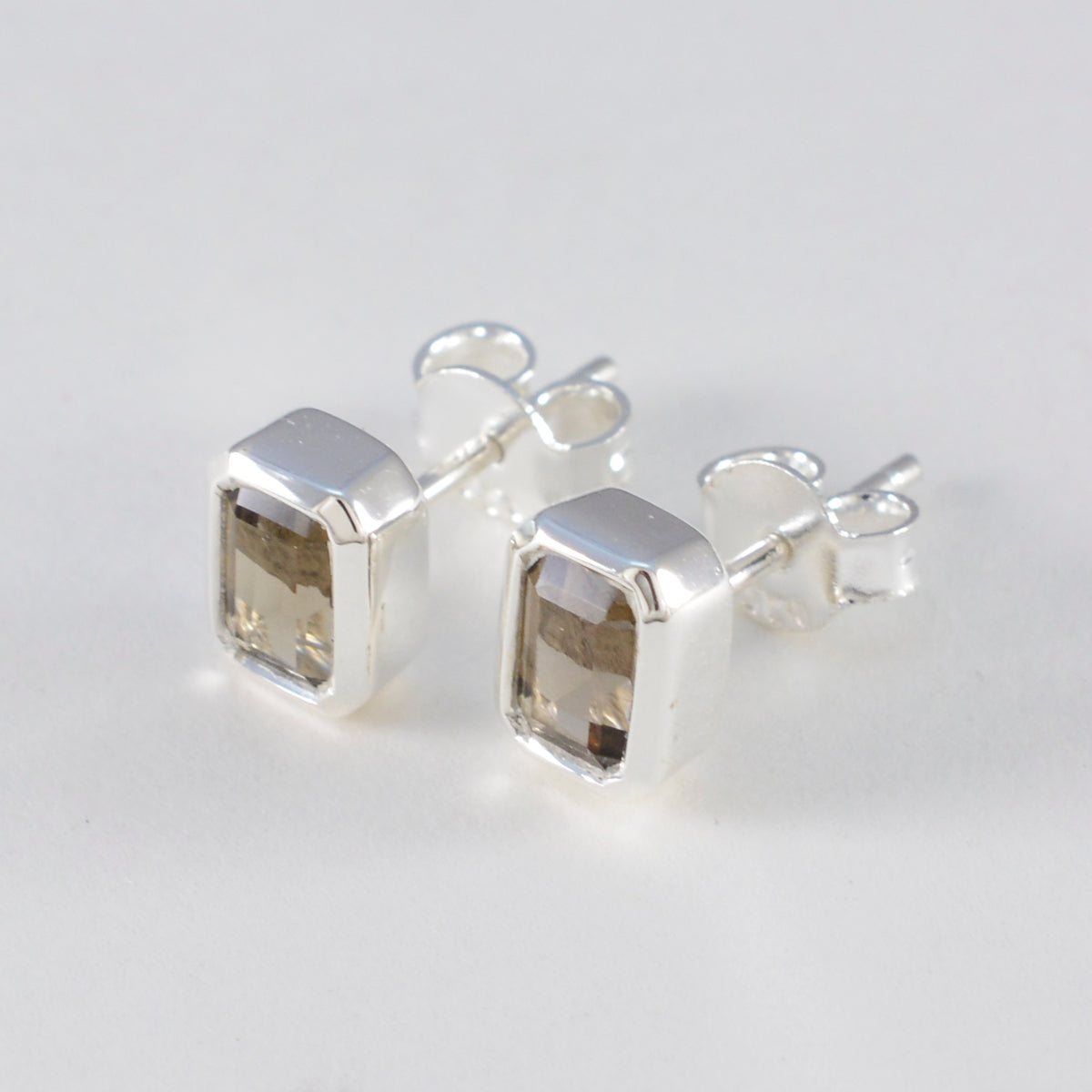 Smoky-Quartz-Spanish-Nayara-Solitaire-Stud-Brown-Sterling-Silver-Earring