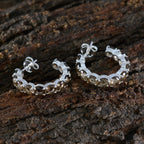 Smoky-Quartz-Middle-Eastern-Lourdes-multiple-Stud-Brown-Sterling-Silver-Earring