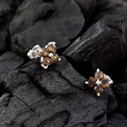 Smoky-Quartz-American-Mariana-multiple-Stud-Brown-925-Sterling-Silver-Earring