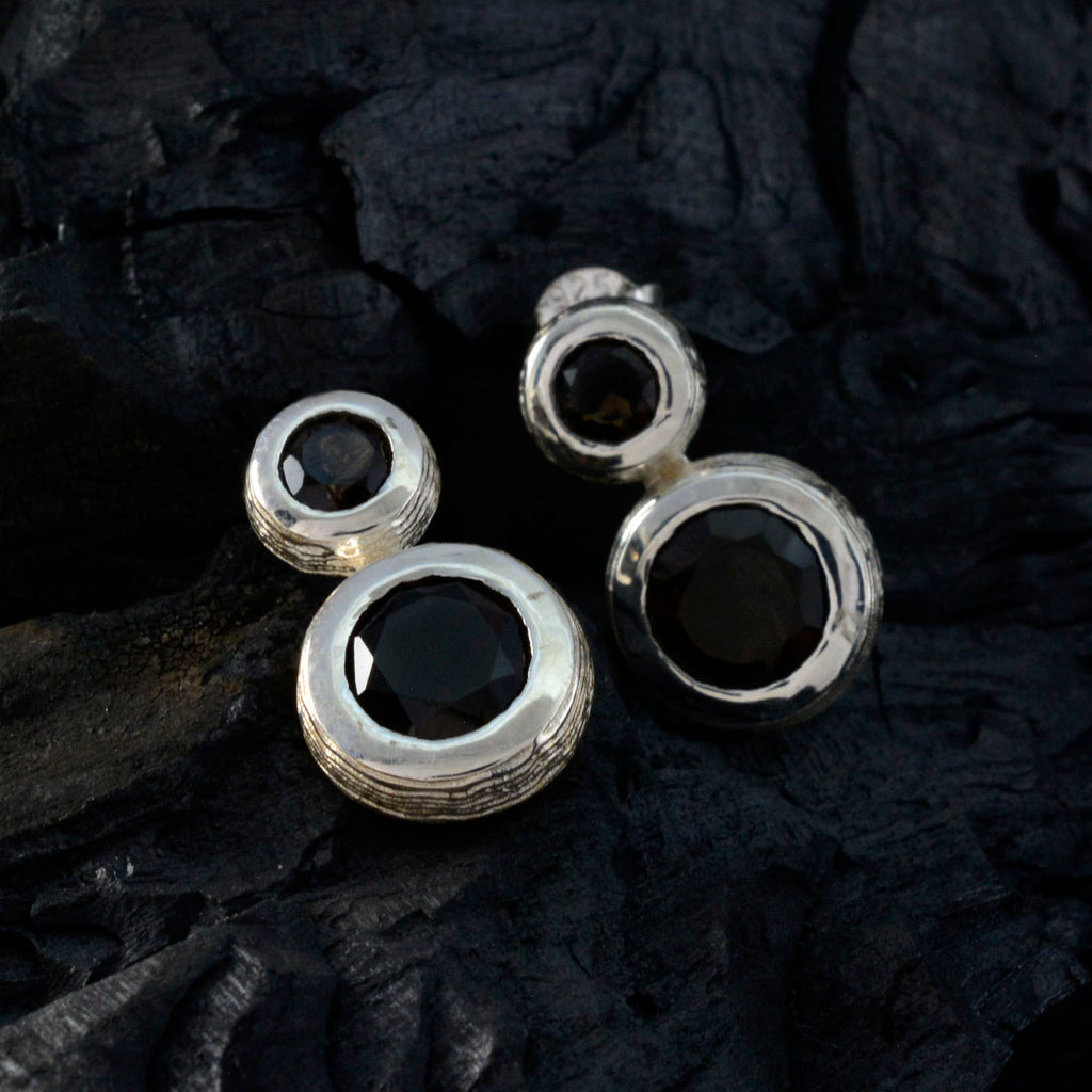 Smoky-Quartz-Mexican-Emily-Toi-et-Moi-Stud-Brown-92.5-Silver-Earring