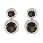 Smoky-Quartz-Mexican-Emily-Toi-et-Moi-Stud-Brown-92.5-Silver-Earring