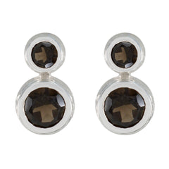 Smoky-Quartz-Mexican-Emily-Toi-et-Moi-Stud-Brown-92.5-Silver-Earring