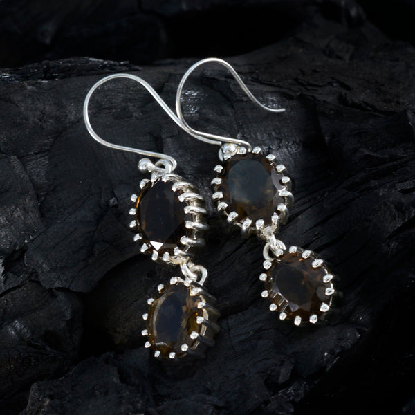 Smoky-Quartz-Italian-Lili-Toi-et-Moi-Dangle-Brown-92.5-Silver-Earring