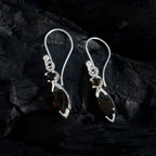 Smoky-Quartz-Egyptian-Nella-Toi-et-Moi-Dangle-Brown-Sterling-Silver-Earring