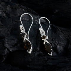 Smoky-Quartz-Egyptian-Nella-Toi-et-Moi-Dangle-Brown-Sterling-Silver-Earring