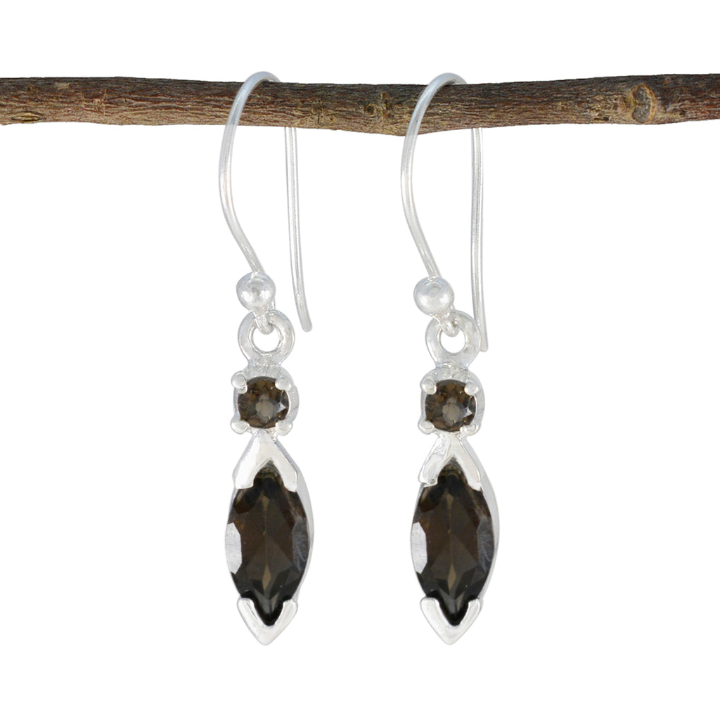 Smoky-Quartz-Egyptian-Nella-Toi-et-Moi-Dangle-Brown-Sterling-Silver-Earring