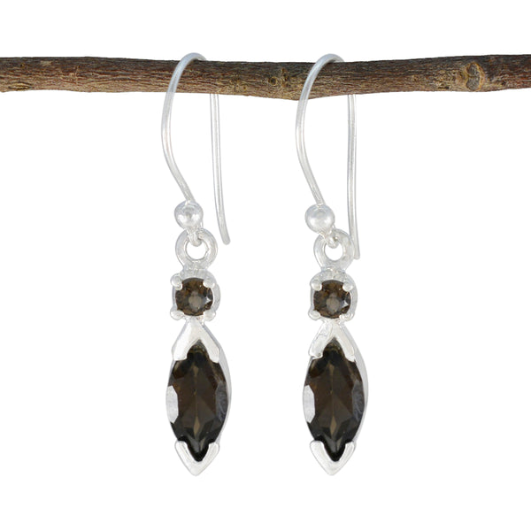 Smoky-Quartz-Egyptian-Nella-Toi-et-Moi-Dangle-Brown-Sterling-Silver-Earring