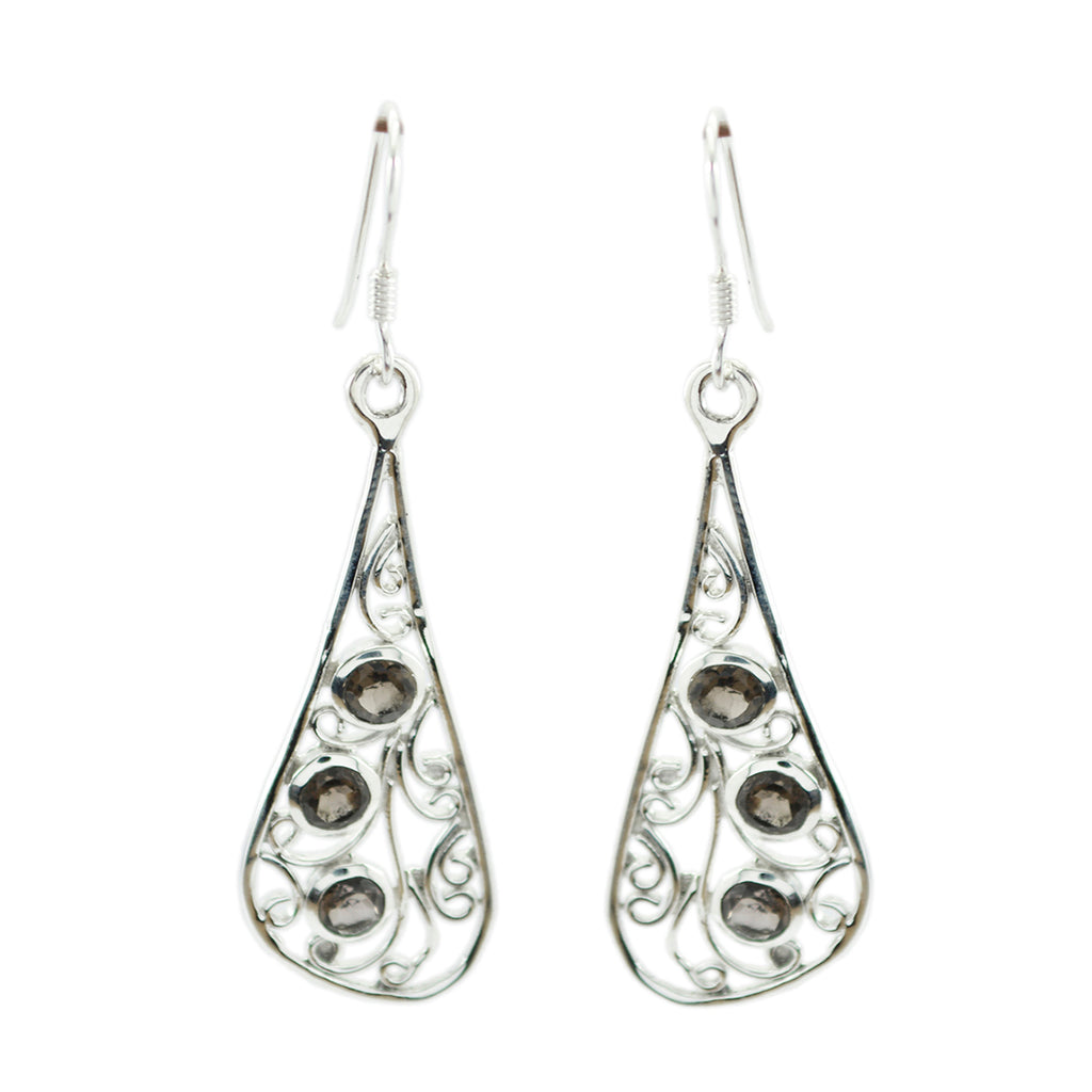 Smoky-Quartz-Latin-American-Valentina-multiple-Dangle-Brown-Sterling-Silver-Earring