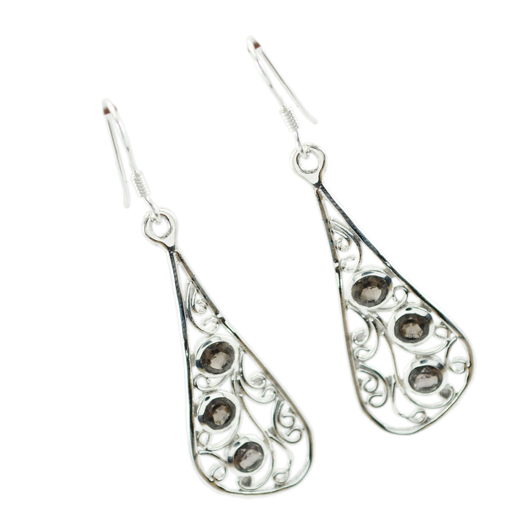 Smoky-Quartz-Latin-American-Valentina-multiple-Dangle-Brown-Sterling-Silver-Earring