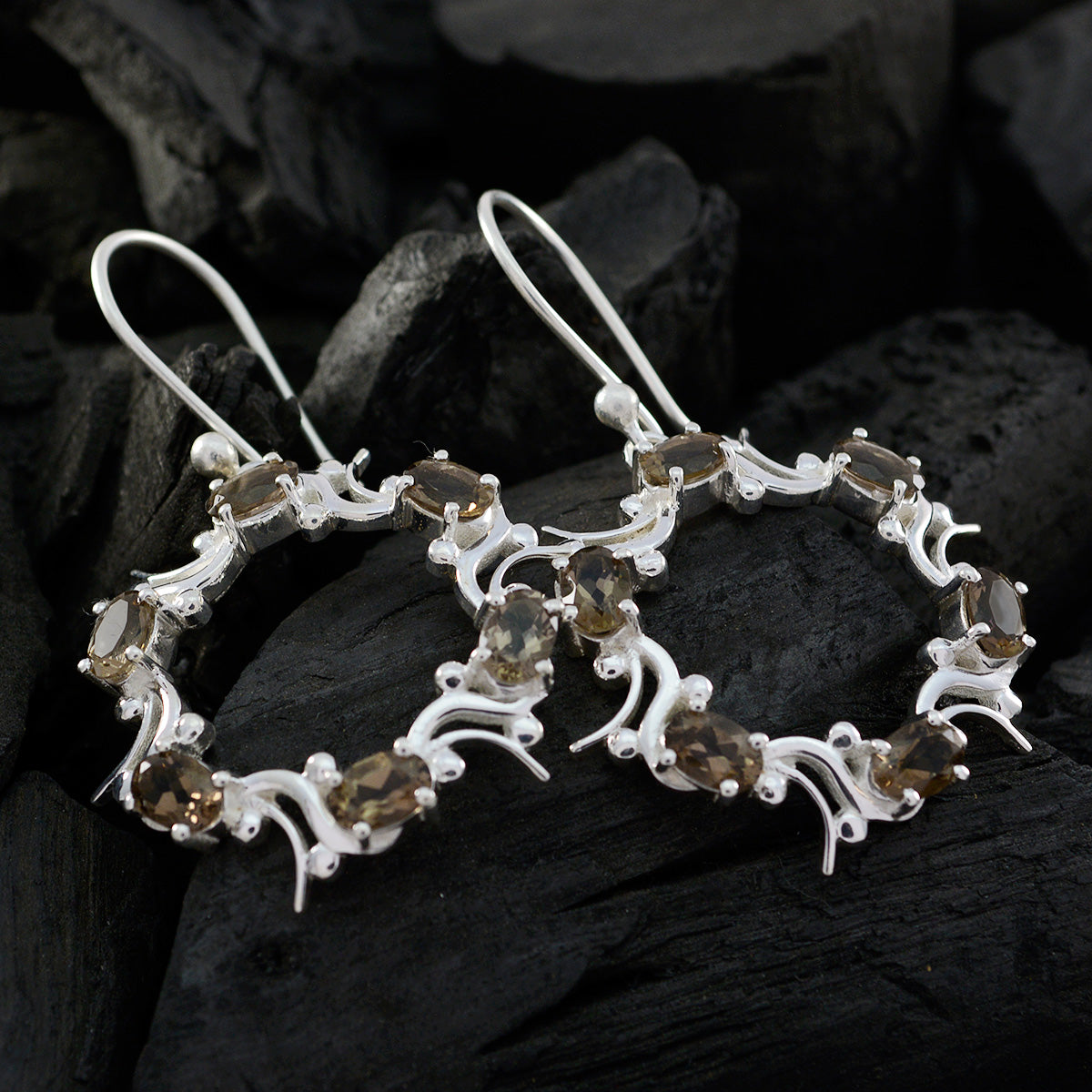 Rauchquarz Deutsch Milagros mehrere Dangle Braun 92,5 Silber Ohrring Zweitbild