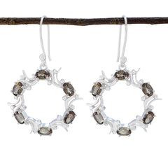 Smoky-Quartz-German-Milagros-multiple-Dangle-Brown-92.5-Silver-Earring