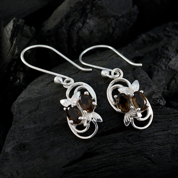 Smoky-Quartz-Middle-Eastern-Katharina-multiple-Dangle-Brown-Silver-Earring