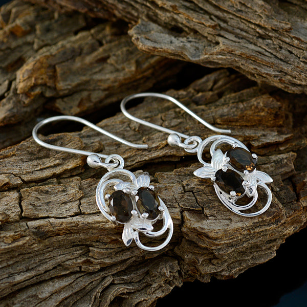 Smoky-Quartz-Middle-Eastern-Katharina-multiple-Dangle-Brown-Silver-Earring
