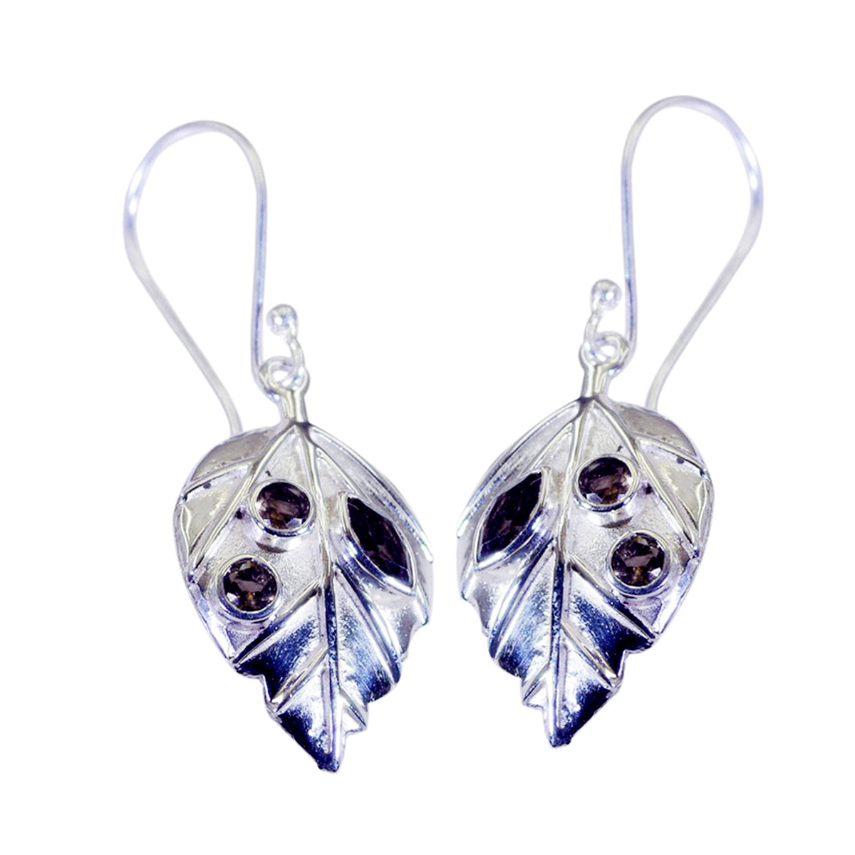 Smoky-Quartz-African-Natalia-multiple-Dangle-Brown-Silver-Earring Image principale du produit