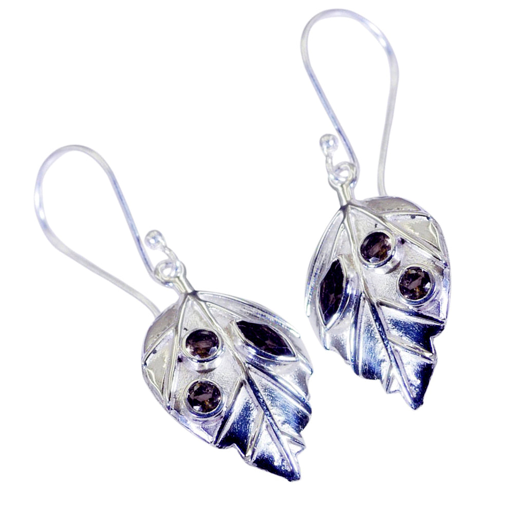 Smoky-Quartz-African-Natalia-multiple-Dangle-Brown-Silver-Earring