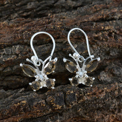 Smoky-Quartz-Russian-Nayara-multiple-Dangle-Brown-Sterling-Silver-Earring