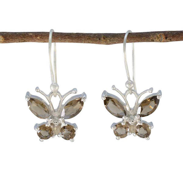 Smoky-Quartz-Russian-Nayara-multiple-Dangle-Brown-Sterling-Silver-Earring