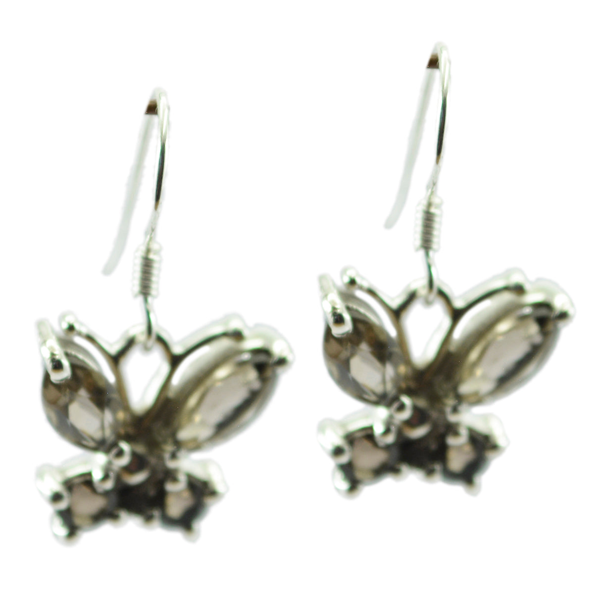 Smoky-Quartz-Russian-Nayara-multiple-Dangle-Brown-Sterling-Silver-Earring