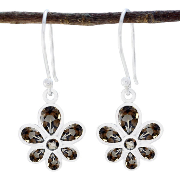 Smoky-Quartz-Russian-Min-seo-multiple-Dangle-Brown-925-Silver-Earring