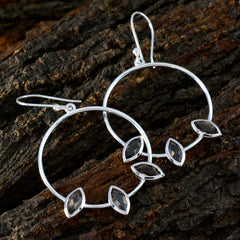 Smoky-Quartz-Japanese-Savannah-Trilogy-Dangle-Brown-Sterling-Silver-Earring