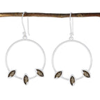 Smoky-Quartz-Japanese-Savannah-Trilogy-Dangle-Brown-Sterling-Silver-Earring