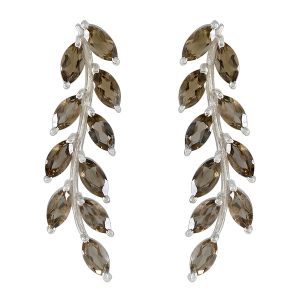 Smoky-Quartz-Italian-Noelia-multiple-Stud-Brown-92.5-Silver-Earring