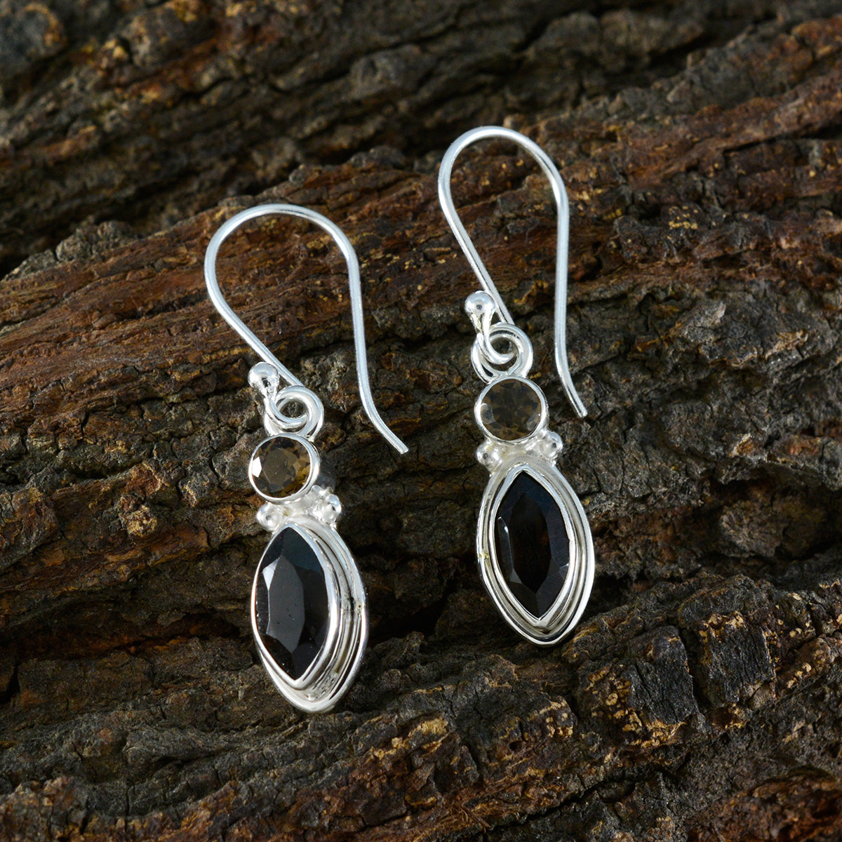 Smoky-Quartz-American-Camila-Toi-et-Moi-Dangle-Brown-Sterling-Silver-Earring