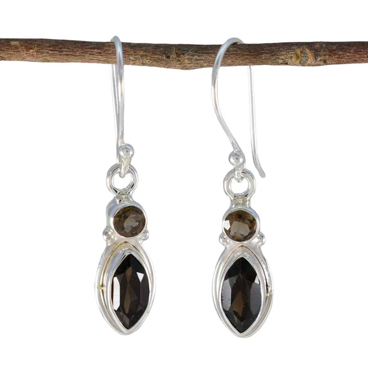 Smoky-Quartz-American-Camila-Toi-et-Moi-Dangle-Brown-Sterling-Silver-Earring Huvudsaklig produktbild