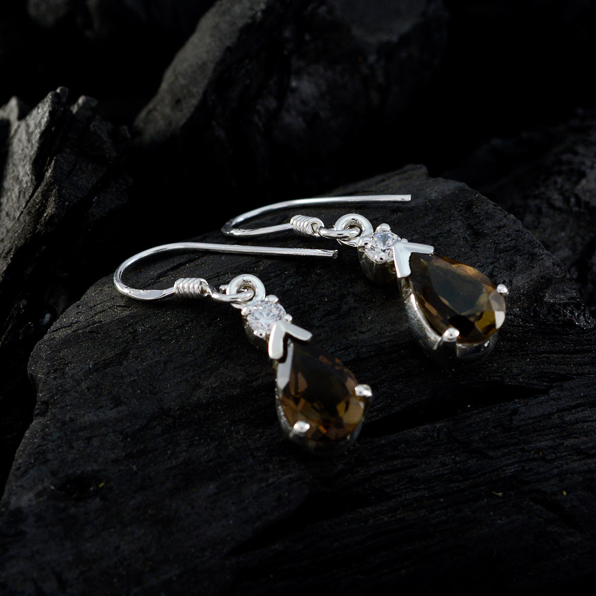 Smoky-Quartz-American-Paula-multiple-Dangle-Brown-92.5-Silver-Earring