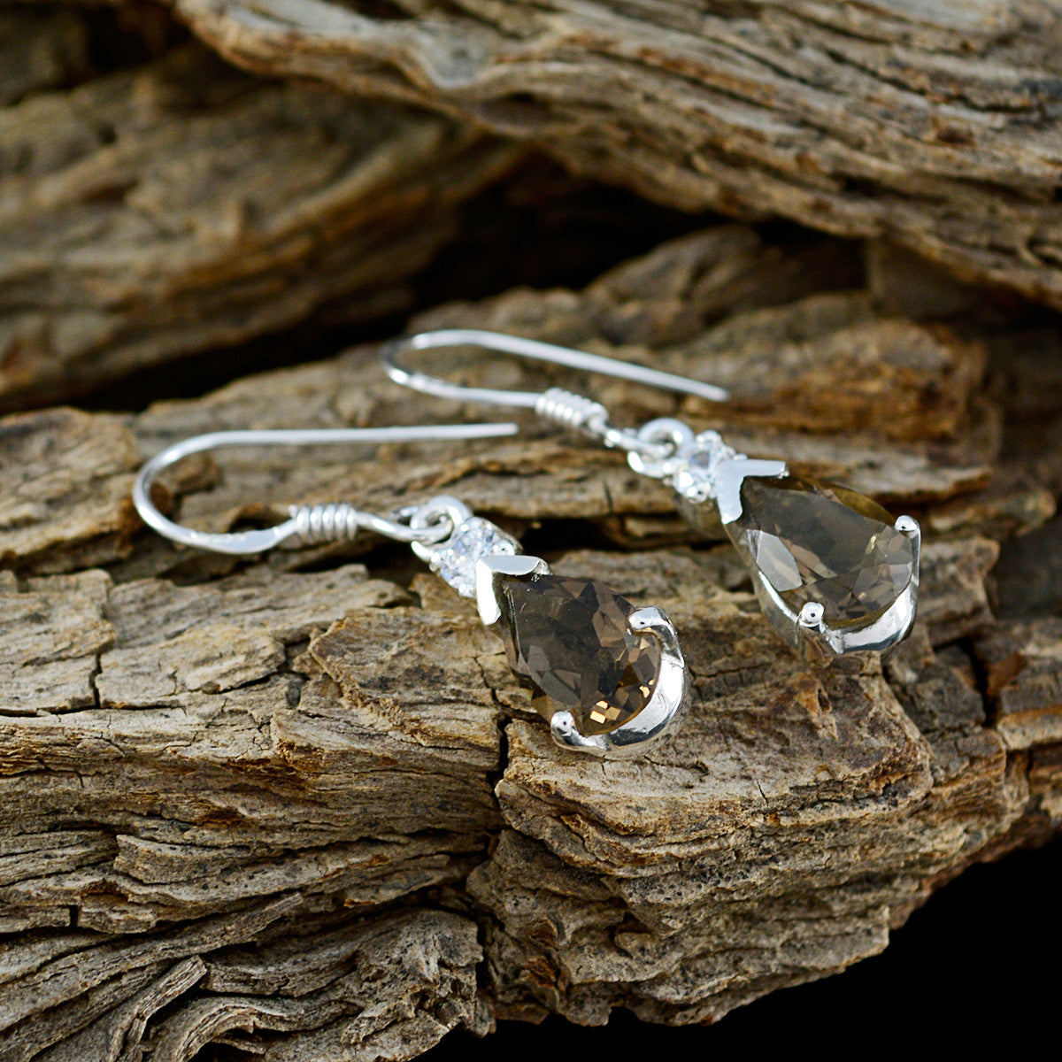 Smoky-Quartz-American-Paula-multiple-Dangle-Brown-92.5-Silver-Earring