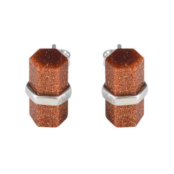 Sun-Stone-African-Soo-jin-Solitaire-Stud-Brown-Sterling-Silver-Earring