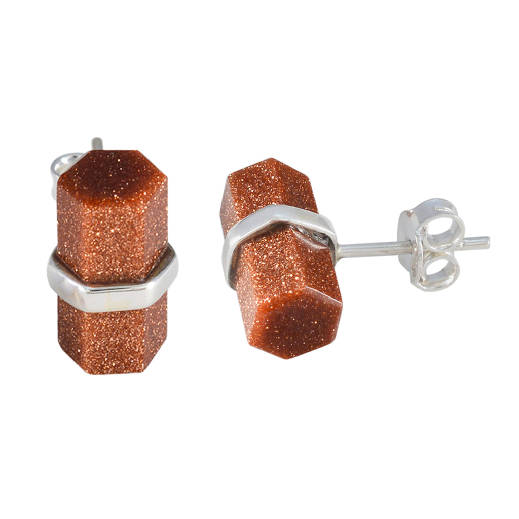 Sun-Stone-African-Soo-jin-Solitaire-Stud-Brown-Sterling-Silver-Earring
