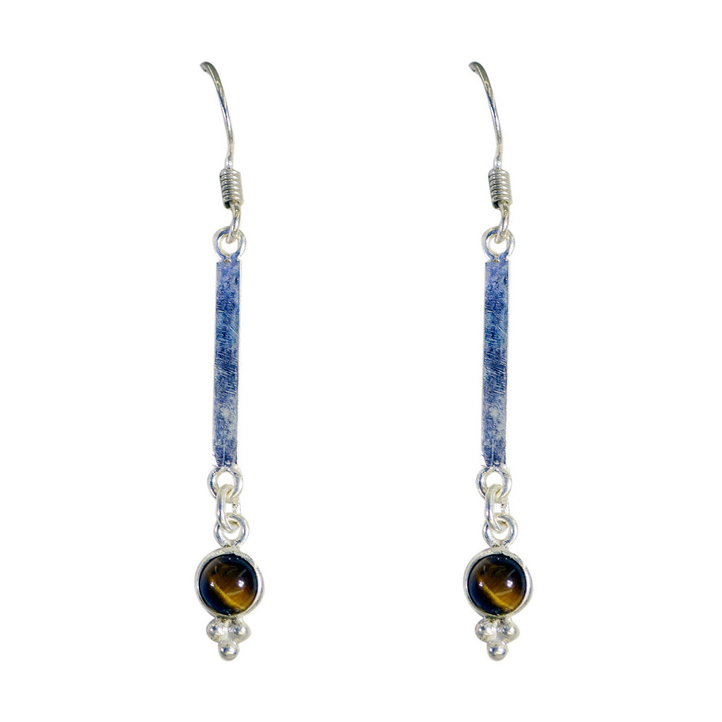 Tiger-Eye-Moroccan-Mila-multiple-Dangle-Brown-Sterling-Silver-Earring