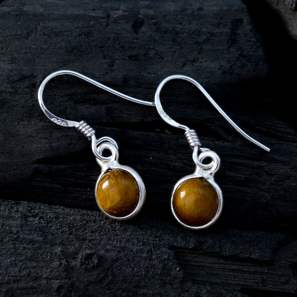 Tiger-Eye-Japanese-Rebeca-multiple-Dangle-Brown-92.5-Silver-Earring