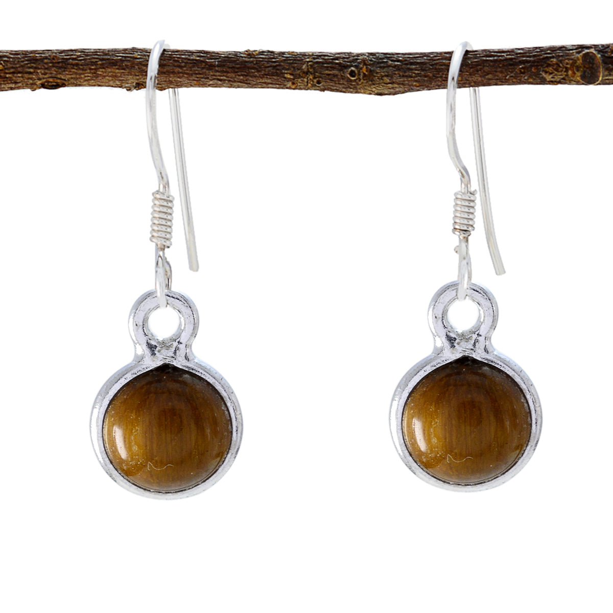 Tiger-Eye-Japanese-Rebeca-multiple-Dangle-Brown-92.5-Silver-Earring Hoofdafbeelding