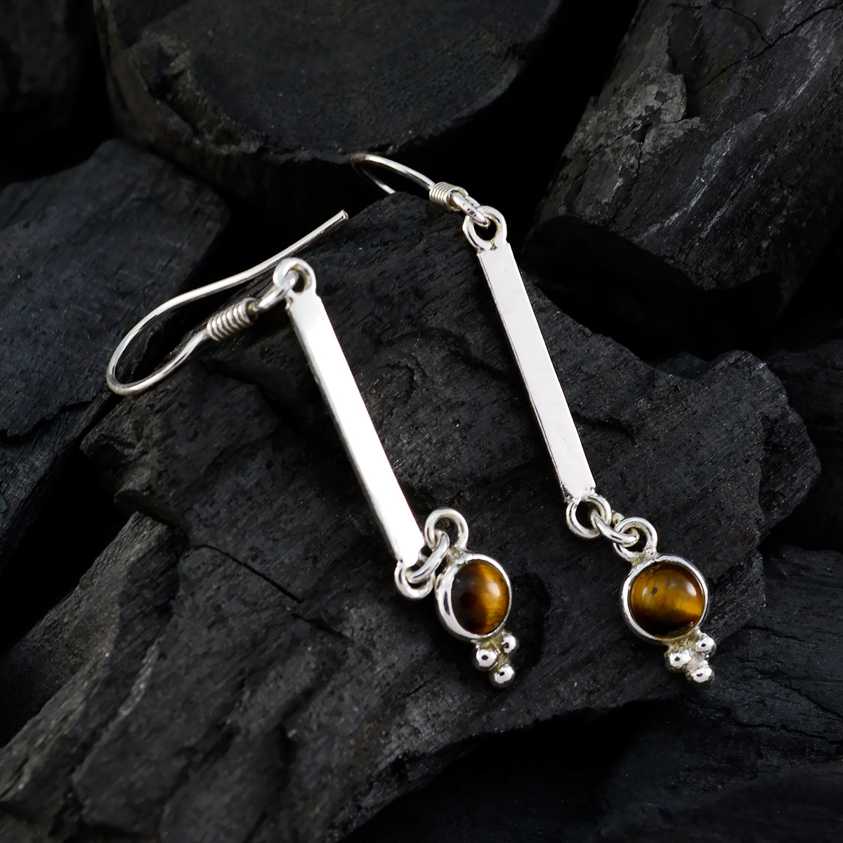 Tiger-Eye-Mexican-Ellie-multiple-Dangle-Brown-Sterling-Silver-Earring