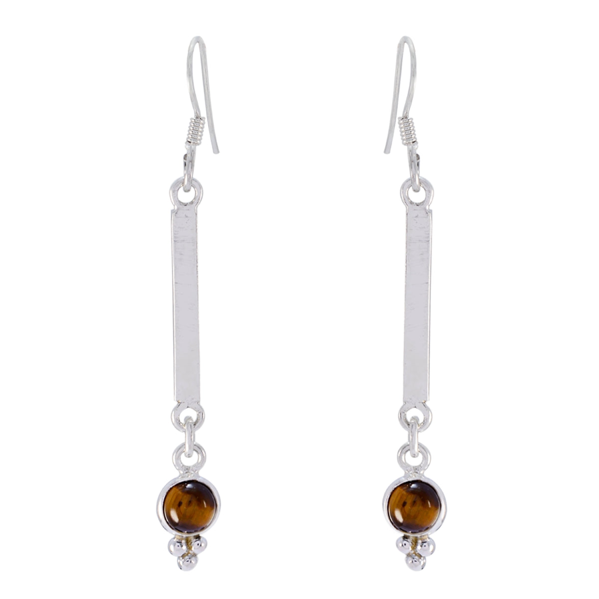 Tiger-Eye-Mexican-Ellie-multiple-Dangle-Brown-Sterling-Silver-Earring メイン画像