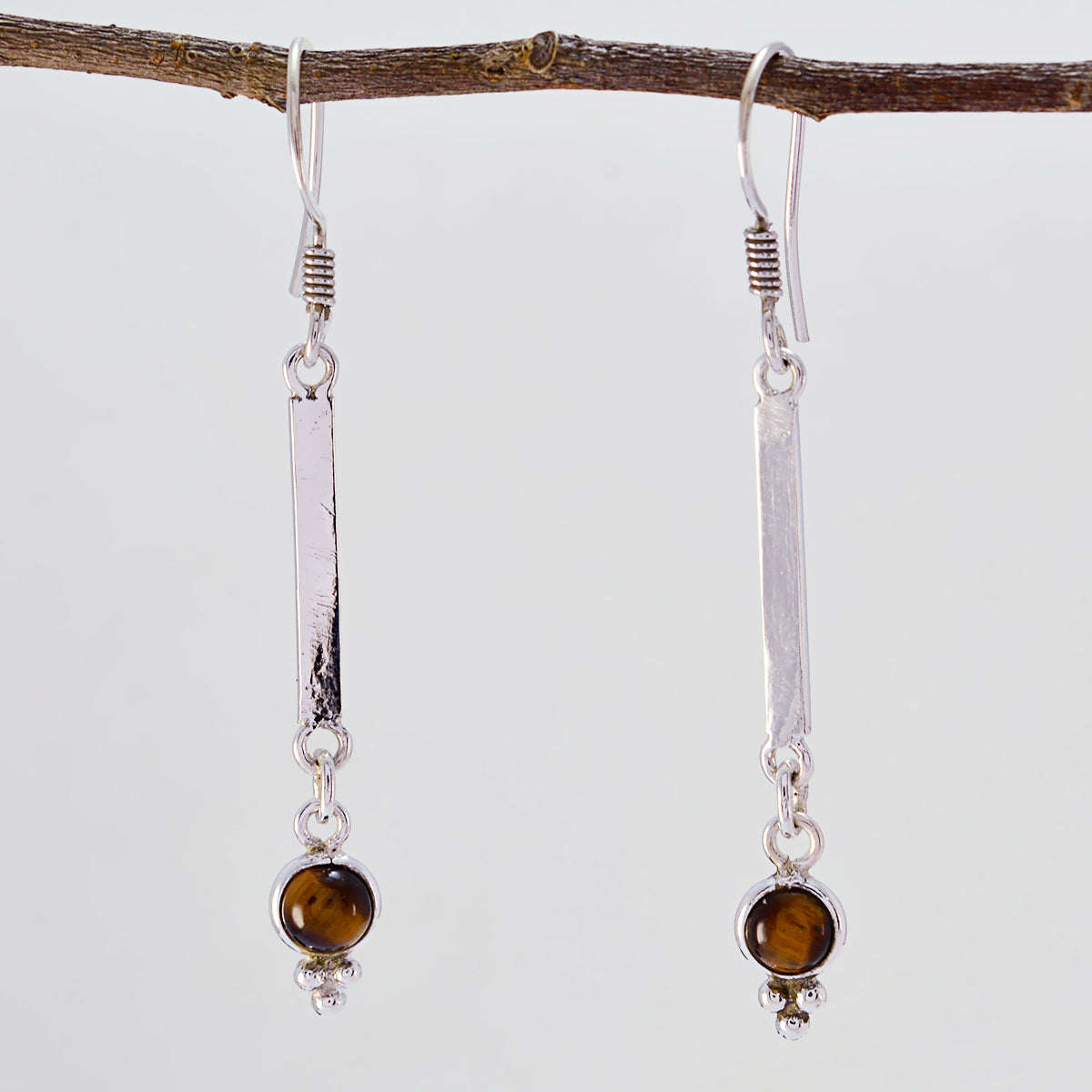 Tiger-Eye-Mexican-Ellie-multiple-Dangle-Brown-Sterling-Silver-Earring