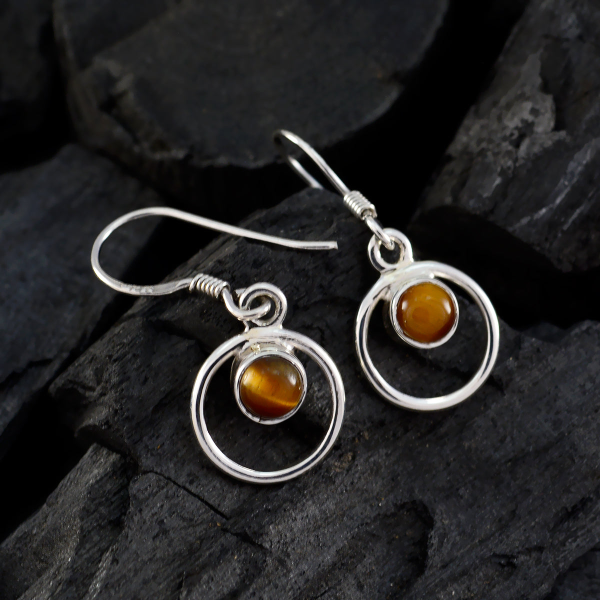 Tiger-Eye-Middle-Eastern-Sara-multiple-Dangle-Brown-Sterling-Silver-Earring