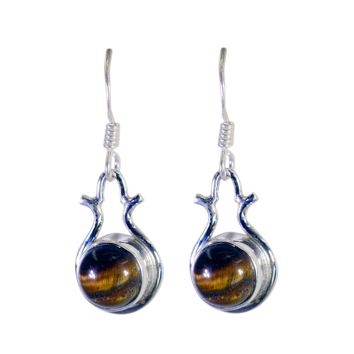 Tiger-Eye-Mexican-Sofía-multiple-Dangle-Brown-Silver-Earring Imagen principal del producto