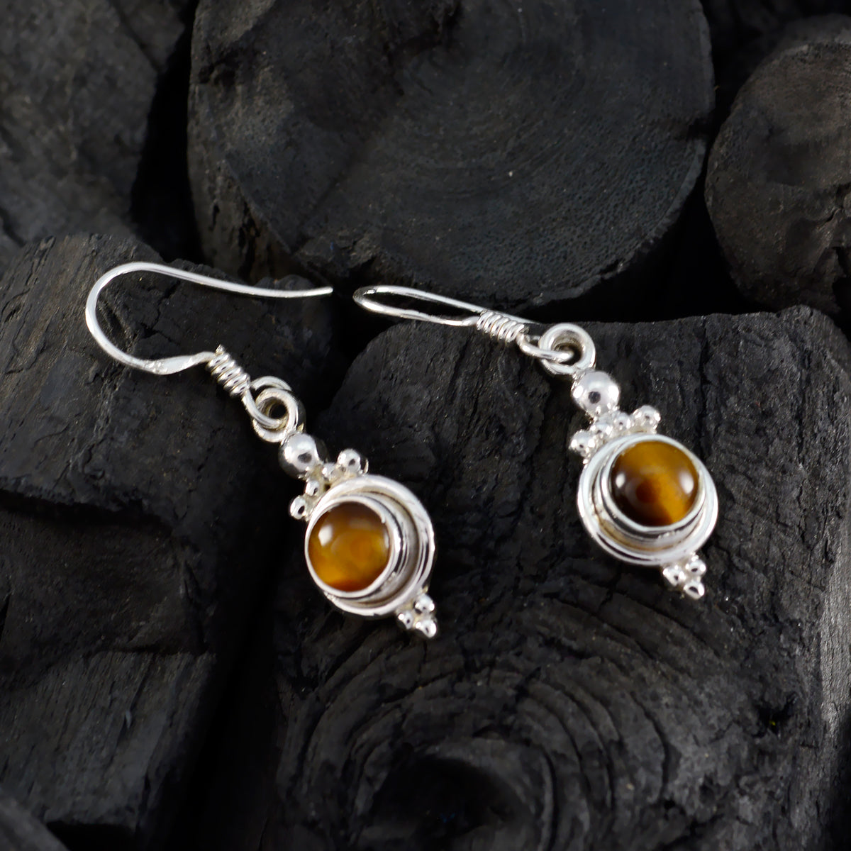 Tiger-Eye-Spanish-Valentina-multiple-Dangle-Brown-Sterling-Silver-Earring