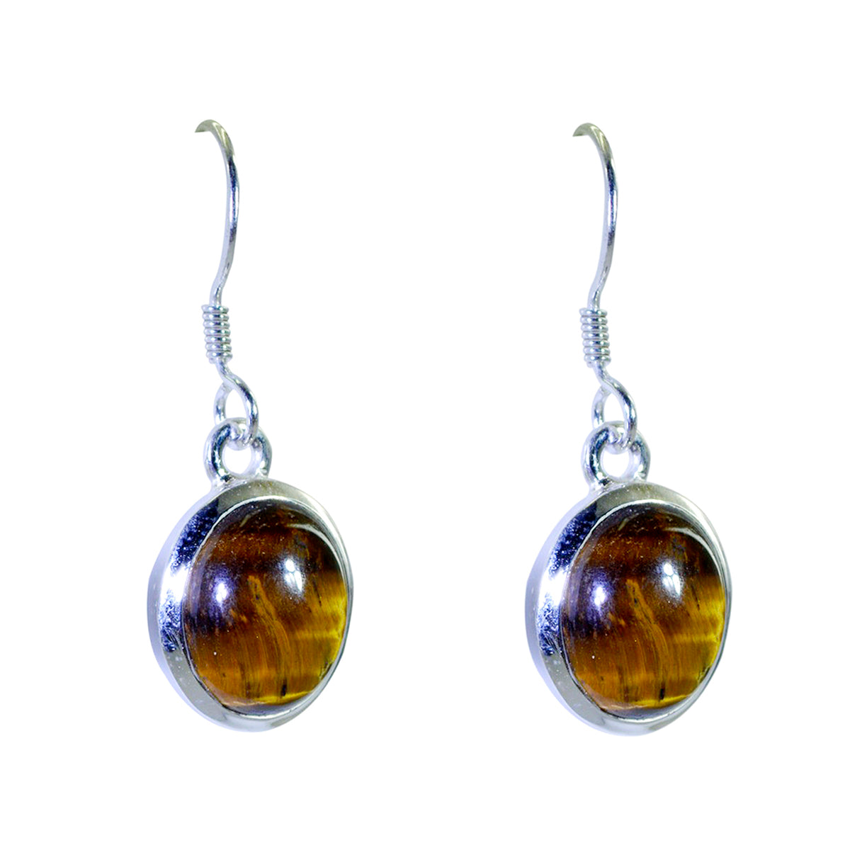Tiger-Eye-German-Abigail-Solitaire-Dangle-Brown-Silver-Earring Главное изображение товара