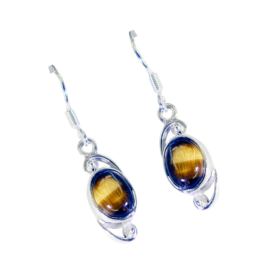 Tiger-Eye-African-Addison-Solitaire-Dangle-Brown-925-Silver-Earring