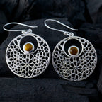 Tiger-Eye-Russian-Agnes-Solitaire-Dangle-Brown-92.5-Silver-Earring